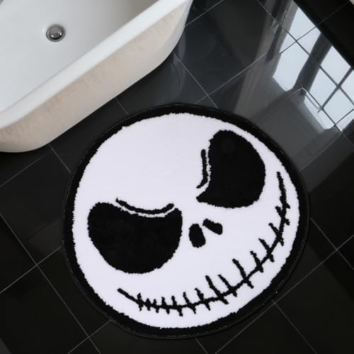 AEUEFUEA Round Bathroom Rug 2ft, Non-Slip Machine Washable Soft Absorbent Shaggy Bath Mat, Spooky Cute Halloween Christmas Bathroom Shower Floor Mat