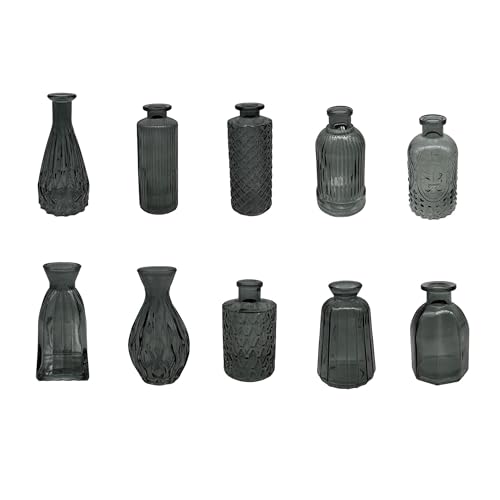 Relaxdays Vasen, 10er Set, strukturiert, Vintage-Design, Glas, H:...