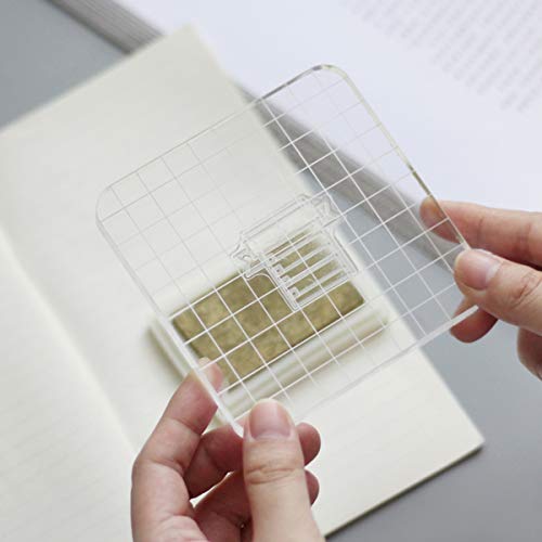 Lind Kitchen 10X10X1Cm Square Stamp Block With Grid,Acrylic Clear Stamping Pad Tools For Diy Scrapbooking Crafts Making Decorative #TOP4