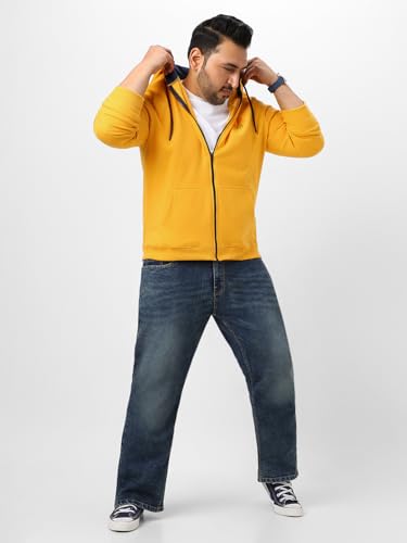 Image of Urbano Plus Men's Cotton Zippered Hooded Casual Winterwear Sweatshirt
