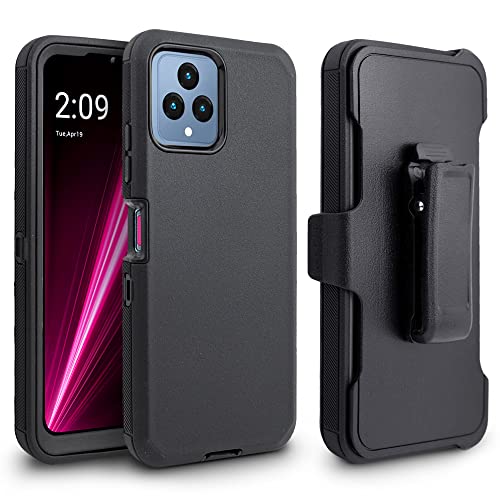 Thousand Gear for T-Mobile Revvl 6X 5G Phone Holster Phone Case with Built-in Screen Protector Swivel Belt Clip Heavy Duty Full Body Protection Shockproof Kickstand Cover (Black)