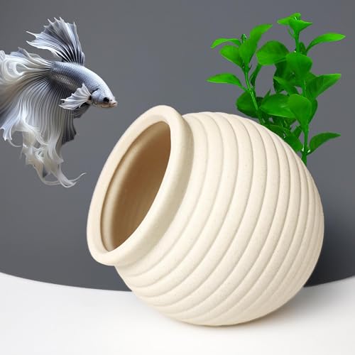 Pierre cachette d'aquarium pour poissons, crevettes, tortues pour jouer et se reposer, grotte en céramique, petite jupe décorative, jouet Betta Poisson