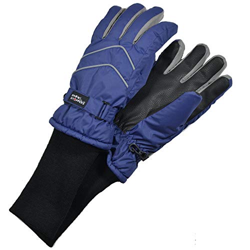 SnowStoppers Kid's Waterproof Long Cuff Winter Gloves (Navy, Extra Small / 4-7 Years)