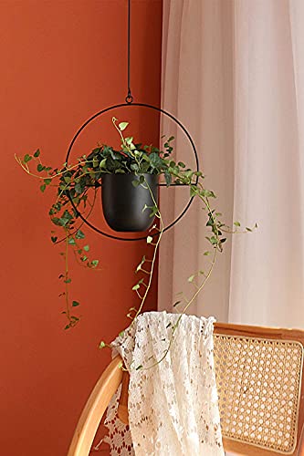 Abetree 2 Pcs Hanging Planters For Indoor And Outdoor Plants With Hooks And Chains Metal Modern Wall And Ceiling Planter Minimalist Flower Pot Hold Planters Hanger For Home Decor ,Black #TOP4