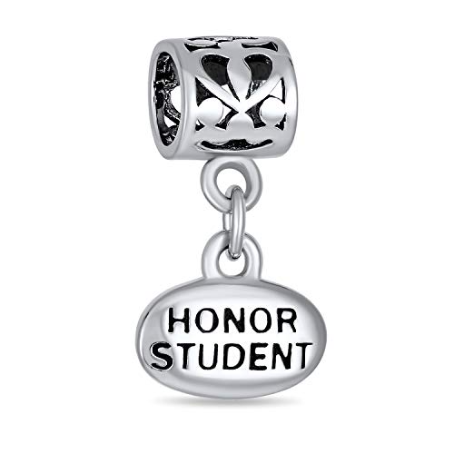 Abalorio de graduación grabado en plata para regalar a estudiantes en pulsera