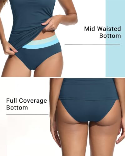 Image of Daci Women Strapless Tankini Tummy Control 2 Piece Bandeau Swimsuit | Full Coverage,Removable&Adjustable Straps,Built-in Soft Unremovable Bra,Ruched Tummy Control,Mid Waist Bottom,Fully Lined