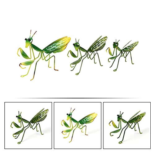 Metal Mantis Garden Yard Art Locust Lawn Ornament Insects Wall Sculptures Patio Tree Ornament For Outdoor Tree Porch Patio Green 3Pcs #TOP7
