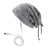 USB-Halskragen für Männer und Frauen, gestrickt, aus Holz, Langer, doppelseitiger Wollkragen, Hals, warme Strickmütze, Wintergeschenk, Terrassenstrahler Decke (Grey, One Size)
