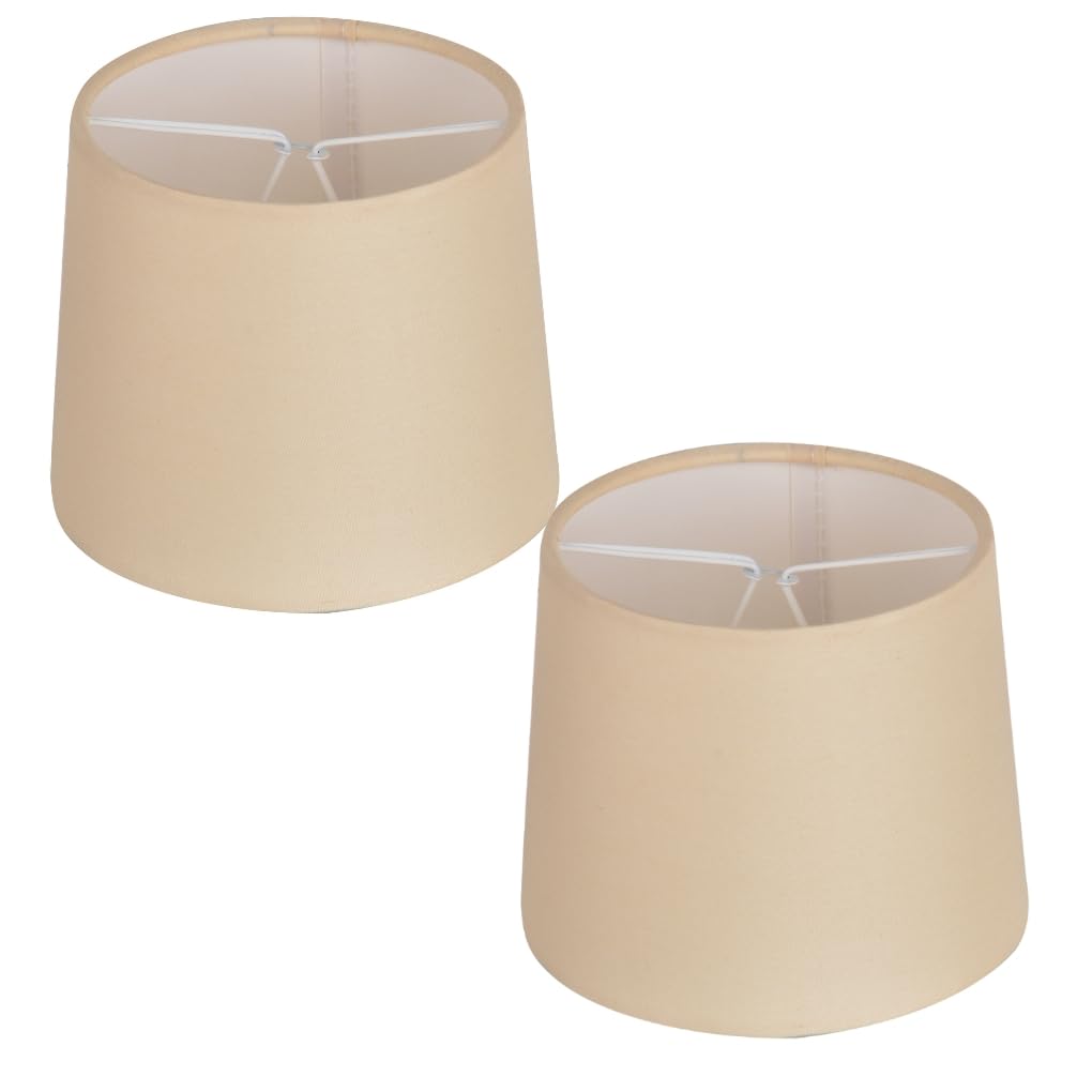 Loxton Lighting - Oat Colour Clip on Lamp Shades Light Shades Candle Chandelier Lampshades for Ceiling Pendant Light, Wall Lights, (Set of 2)