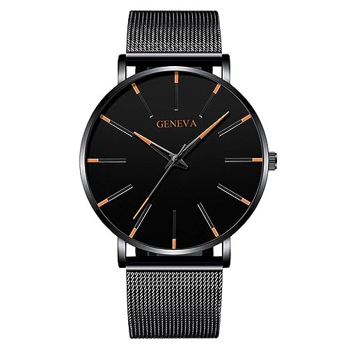 Imagen de Reloj de hombre de moda simple reloj ultra delgado analógico de cuarzo de acero inoxidable correa de malla de regalo
