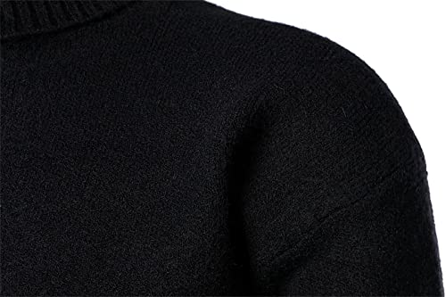 Elonglin Suéter de Malha Masculina Gola Alta Moda Camisa Grossa para Tempo Frio (E, G)