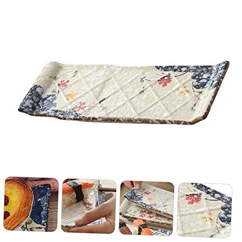 Plato japonés rectangular de cerámica para sushi miniatura 6