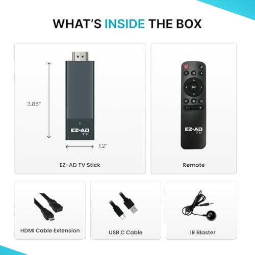 Image of EZ AD TV - AI Digital Signage Stick - Cloud Controlled AI Digital Signage Media Player - AI Creates Content On Digital Display Board - Powerpoint uload 4K Media Player + Mobile App W /Template Builder