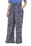 Ulla Popken Damen große Größen Übergrößen Plus Size Hosenrock Rose, extraweites Bein, Zebra, Smokbund Eierschale 62+ 848638615-62+