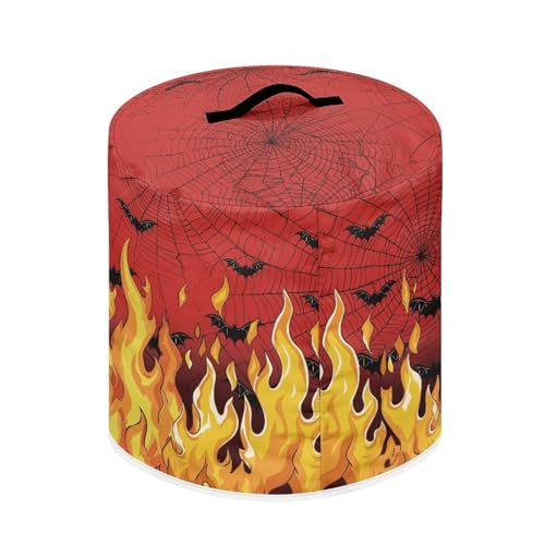 Image of 3-Quart Air Fryer Cover - Fire Bat Halloween Dust Protector | Washable, Insulated with Pocket | Fits Instant Pot, Rice Cooker | Holiday Gifts