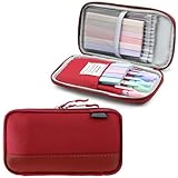 Daerthotk Big Capacity Pen Case Large Storage Pen Pouch Aesthetic, Office Pen Box Marker Case Simple Sturdy Multifunctional Bag Organizer for Man Women(Red)