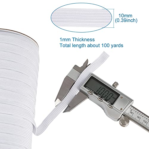 Bestewelry 10mm White Elastic Cord Flat Waistband Sewing Elastic Ribbon Bands with Spool for Headbands Clothes Sewing Craft Making - Image 2