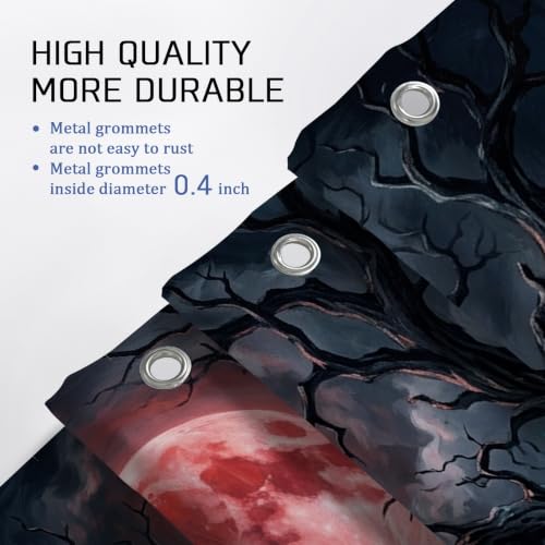 Rideau de douche imperméable polyester 183x183cm rouge lune effrayante - 6