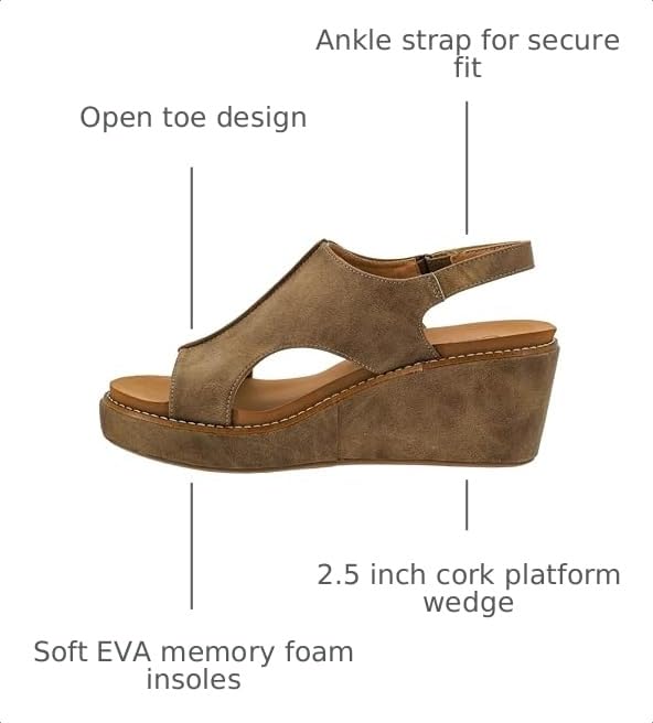 Image of Corkys Footwear Womens Carley Wedges, Featuring Corkys EVA Foam Cushioned Insoles, A 2.5 Inch Heel, Lightweight For All Day Wear, And Hook And Loop Closure