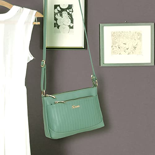 Image of EXOTIC Women's Studded Dual Tone Sling Bag -Green