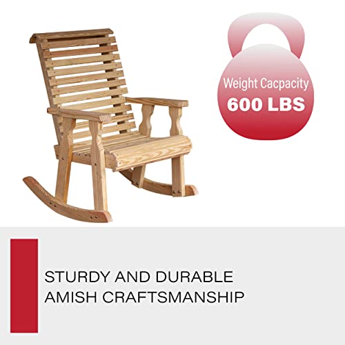 Amish Heavy Duty 600 Lb Roll Back Pressure Treated Rocking Chair (Unfinished) #TOP3