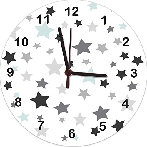 Personalised Black and Grey Star ClockNursery ClockChristening