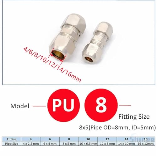 Unión doble bicono de latón PG10-12mm para acoplamiento seguro de tuberías 7