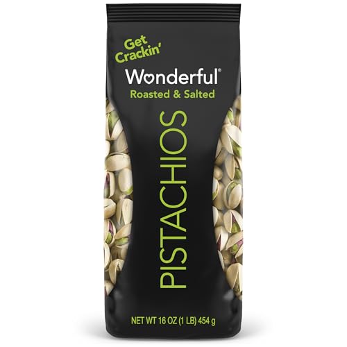 Wonderful Pistachios In Shell, Roasted and Salted Nuts, 16 Ounce Bag, Healthy Snack, Protein Snack, Pantry Staple