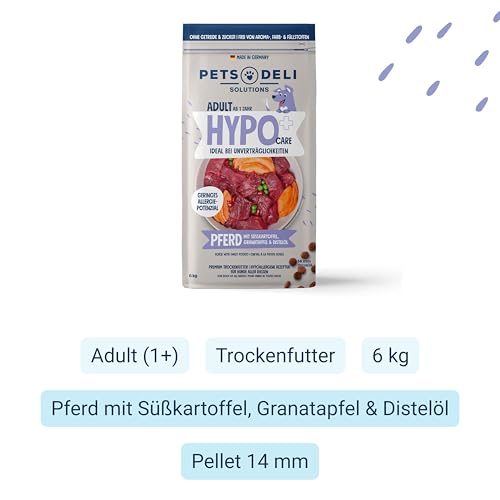 Pets Deli Sensitiv Trockenfutter für Hunde mit Pferd & Süßkartoffel, 6kg
