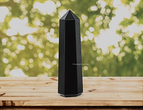 Image of Amazing Gemstone Large Black Obsidian Crystal Towers ~ Natural Healing Crystal Point Obelisk for Reiki Healing and Crystal Grid (5.5 to 6 INCH)