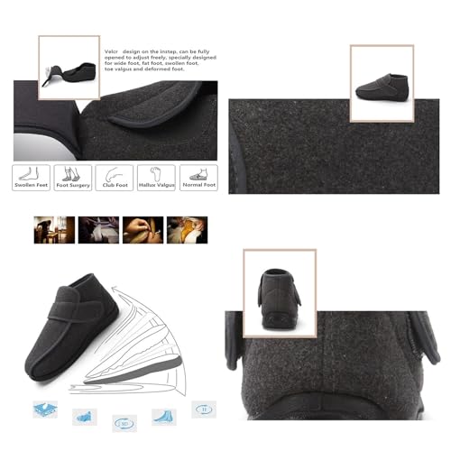 Diabetic Winter Boots for Men, Men's Comfy Winter Warm Fleece Fur Lining Adjustable Diabetic Shoes, Swollen Feet Walking Edema Sneakers, for Swollen Feet Plantar Fasciitis, Pain Relief3
