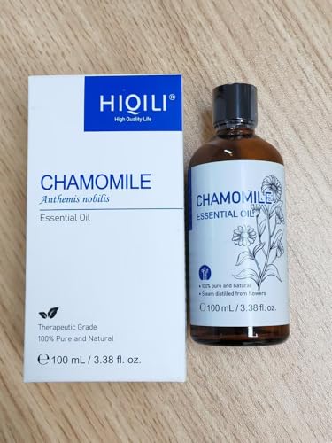 Image of HIQILI 100ML Chamomile Essential Oil, Pure & Natural Chamomile Oil for Diffueser, Skin, Soap, Shampoo - 3.38 Fl Oz
