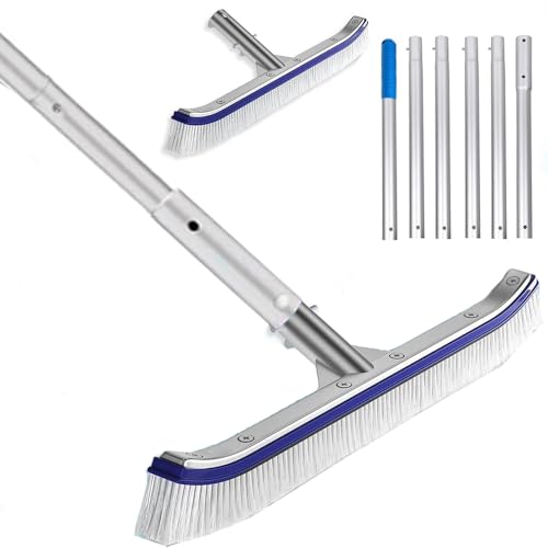 Cepillo Limpieza Piscina,Limpiafondos Piscina Manual (43CM de Largo),2.1 M Pertiga Telescopica Piscina,Cepillo de Piscina con Extremos Curvos,Borstels Reinigen Wanden,Tegels en Vloeren Moeiteloos