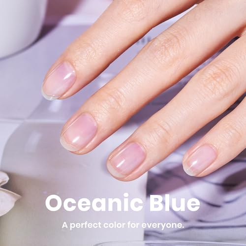 Image of Beetles Nail Strengthener, Oceanic Blue Nail Concealer Air Dry Natural | Nail Strengthener and Growth for Damaged Thin Nails Weak Nails Fingernail Strengthening Women Gift 0.51 FL OZ