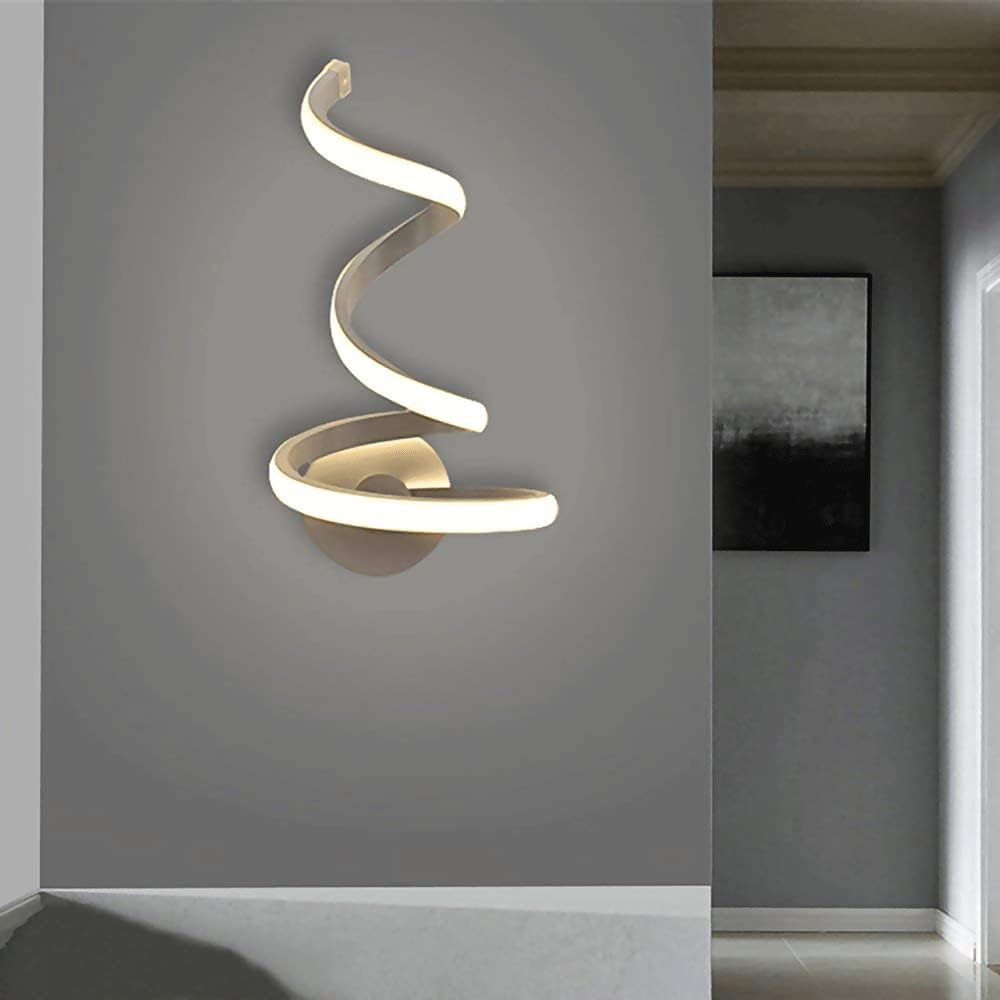 Applique Murale En Spirale À Led 18W, Lampe De Chevet Simple Et Créative, Métal En Fer Forgé Avec Appliques Acryliques Transparentes, Luminaires Muraux Décoratifs Blancs