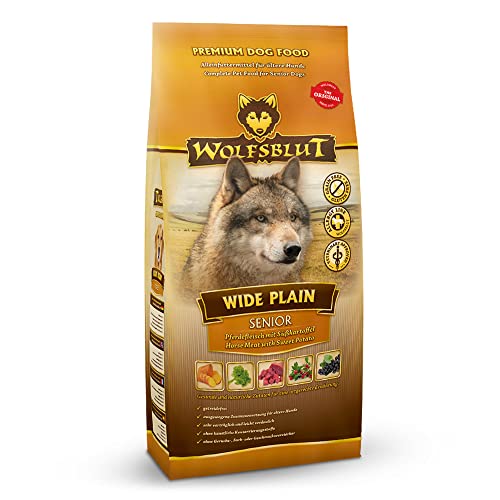 WOLFSBLUT – Wide Plain Senior | Trockenfutter mit natürlichen Zutaten und wertvollen Superfoods für ältere Hunde. Getreidefreies Alleinfutter ohne Zusatzstoffe im Beutel | 4x2kg Pferd