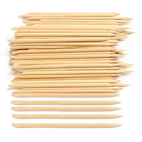 200 Pcs Orange Wooden Nail Sticks Dual-Ended Cuticle Pusher Fine Detailing Sanding Sticks Nail Cleaners Manicure Pedicure Tool Multi-Purpose Gel Polish Removal for Home