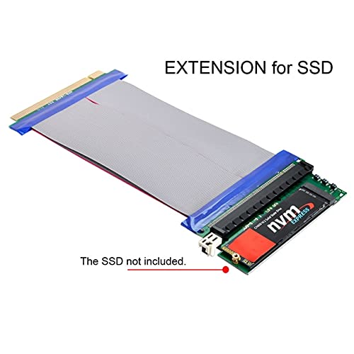 NFHK NGFF M-key NVME AHCI SSD to PCI-E 3.0 16x x16 Vertical Adapter with Cable Male to Female Extension, Durchsichtig - Image 4