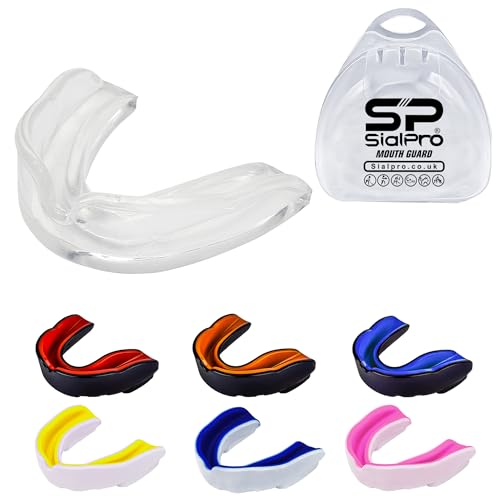 Double Layer Mouthguard Slim Fit, Senior Junior Gum Shield with Case for Boxing, MMA, Rugby, Martial Arts, Judo, Karate, Hockey and All Contact Sports (Adult (12+ Years), Clear)