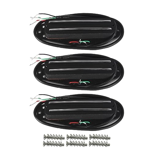 FLEOR Ceramic Hot Rail Single Coil Size Humbucker Pickups Set Neck/Middle/Bridge Pickup for Strat Style Electric Guitar Black
