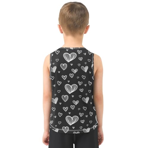 J JOYSAY Heart Shapes Black Boys Tank Top Sleeveless Muscle Shirts Quick Dry Kids T-Shirts 3-15T3