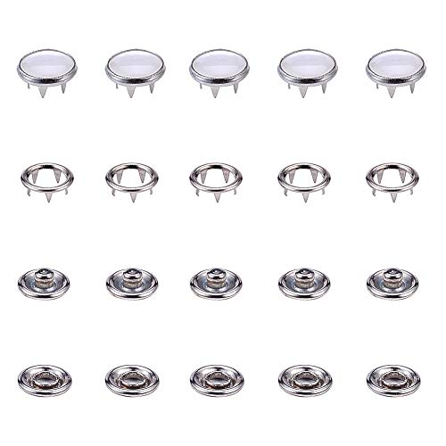 NBEADS 110 Sets 4 Parts Buttons White Resin Gems Prong Snap Button Fasteners