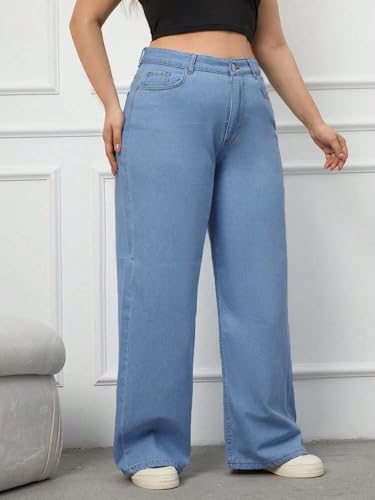 Image of KOTTY Women's Plus Size Straight Fit Denim Jeans with Comfortable Waist and Denim Fabric