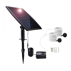 Lancoon Kit Pompa Aria Ad Energia Solare, Pannello Solare 2.5W, Pompa Aria, Tubi Aria E Pietre Di Aerazione Per Laghetto Da Pesca Per Piscina Da Acquario