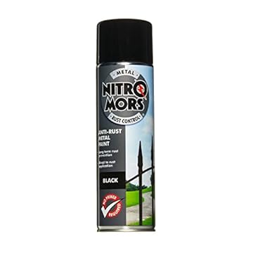 Nitromors Anti-Rust Smooth Finish Metal Spray Paint Protects & Prevents Rust on Metal Surfaces, Advanced Weatherproof Formula, Black 500ml