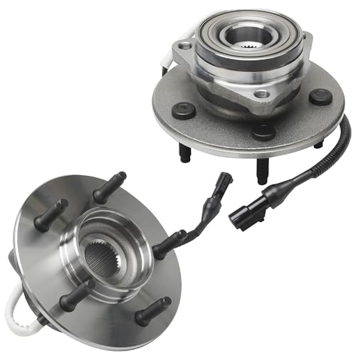 Image of Detroit Axle - Front Brake Kit Wheel Bearing Hubs for 4WD 1997-2000 | Ford F-150 Drilled & Slotted Brake Rotors and Ceramic Brake Pads 1998 1999 Replacement