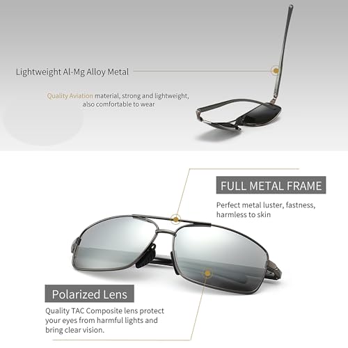 Image of SUNGAIT UV protection Ultra Lightweight Rectangular Polarized Sunglasses