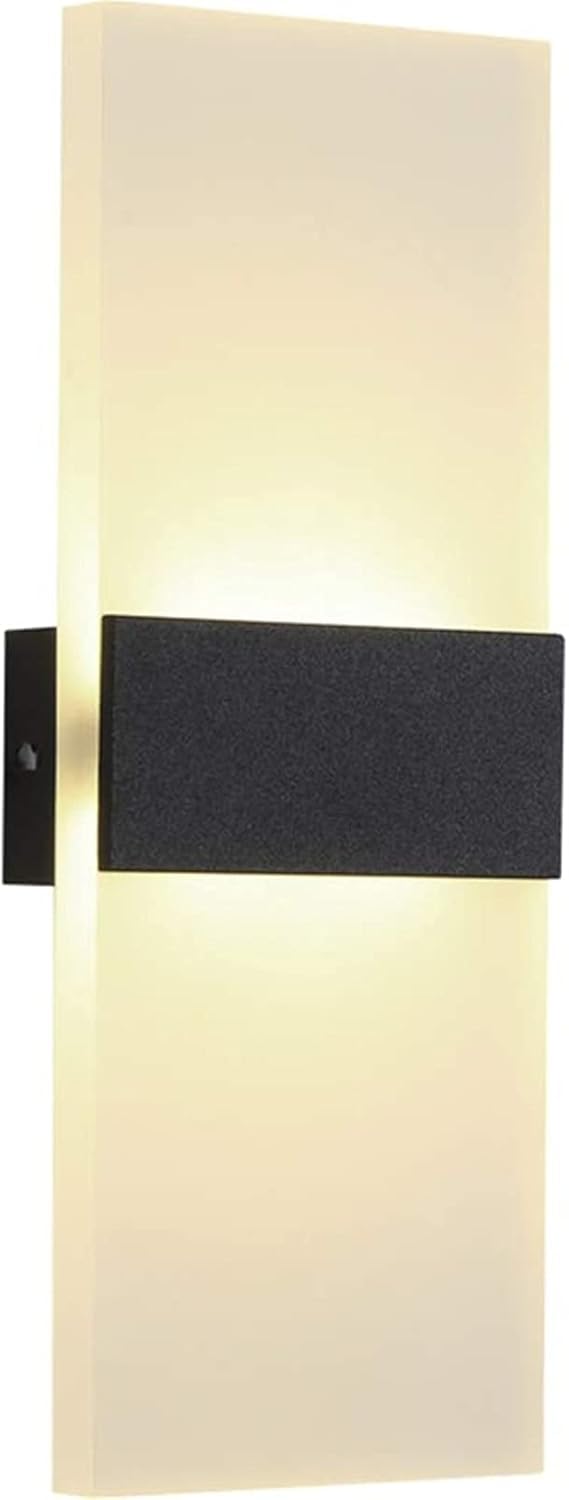 Acrylic Wall Lights 12W Modern Minimalist Lamp丨Aluminum Alloy Stripe Sconce Light Fixture丨Decorative Home Interior Lighting Fixtures for Living Room Bedroom Corridor Hallway (d6000k)(Black3000k)