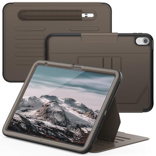 Image of ProElite Cover Case for Apple iPad (A16) 11th /10th Gen (2025 /2022) Case, Smart Magnetic Shockproof Protective Case with 5 Stable Stands with Pencil Holder for Apple iPad 11th /10th Gen, Brown