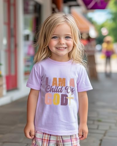 Image of Christian T-Shirts Child of God Shirt Kids Toddler Cute Girls Boys Short Sleeve Tops Graphic I'm A Child of God Tee 2-8 Years